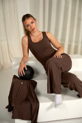Lace affair - Brown Straight Leg Leggings